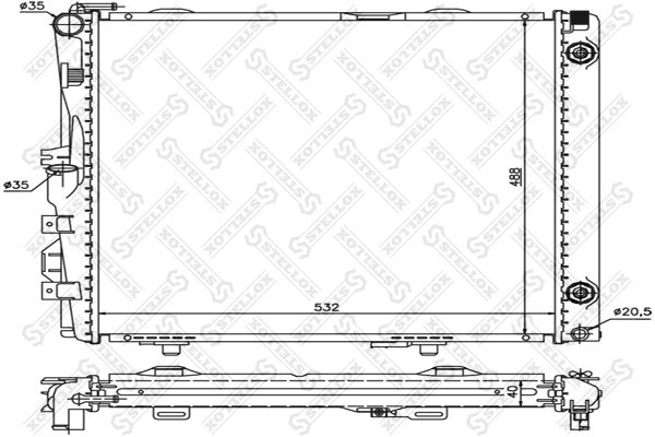 10-25368-SX_радиатор системы охлаждения! с AC\ MB W124 2.6-3.2 85>