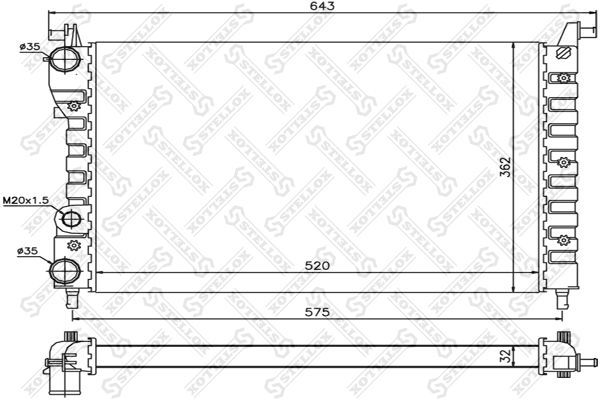 10-25734-SX_радиатор системы охлаждения!\ Fiat Palio Weekend 1.2-1.4i 8V 98>