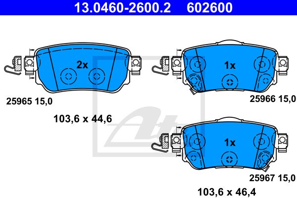 13.0460-2600.2_колодки дисковые задние !\ Nissan Qashqai 1.2-1.6i/DCi 14>