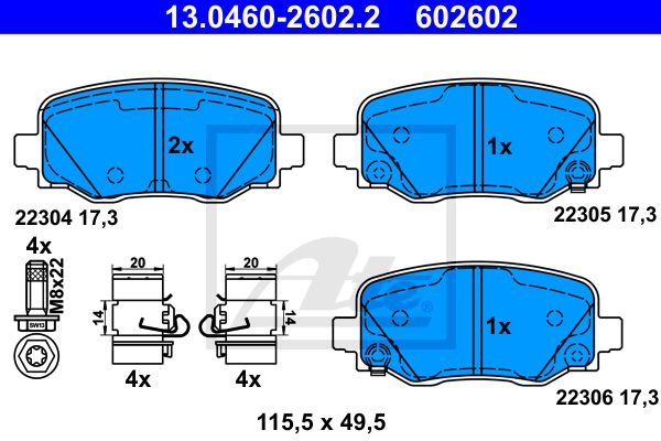 13.0460-2602.2_колодки дисковые задние!\ Jeep Renegade (BU) 2.0CRD 14>