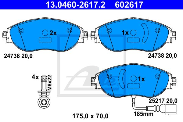 13.0460-2617.2_колодки дисковые передние!\ Seat Alhambra, VW Sharan 1.4/2.0TSi/2.0TDi 10>