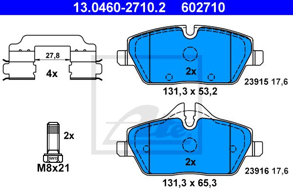 13.0460-2710.2_=1131 00 !колодки дисковые п.\ BMW E87 1.6i/1.8D 04>