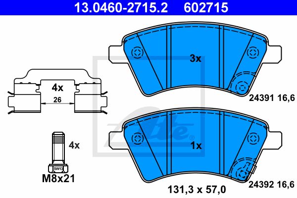 13.0460-2715.2_[71742853] !колодки дисковые п.\ Fiat Sedici, Suzuki SX4 1.5i/1.6i 16V/1.9 DDiS 06>