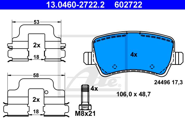 13.0460-2722.2_=1236 00 !колодки дисковые з.\ Ford Galaxy/Mondeo/S-max, Volvo S80 1.6-4.4/D/TDCi 06>