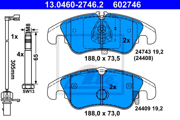 13.0460-2746.2_=P85098 [8K0698151] !колодки дисковые п.\ Audi A4/A5/Q5 1.8/2.0/3.0/2.0-3.0TDi 07>