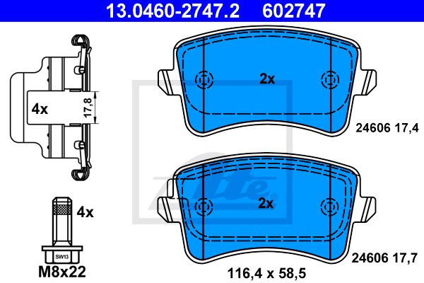 13.0460-2747.2_=1343 00 [8K0698451] !колодки дисковые з.\ Audi A4/A5/Q5 1.8/3.2FSi/2.0TDi 07>