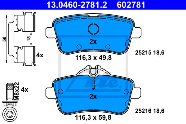 13.0460-2781.2_колодки дисковые задние!\ MB W166 ML250/GL350 2.5CDI/3.5CDI 11>