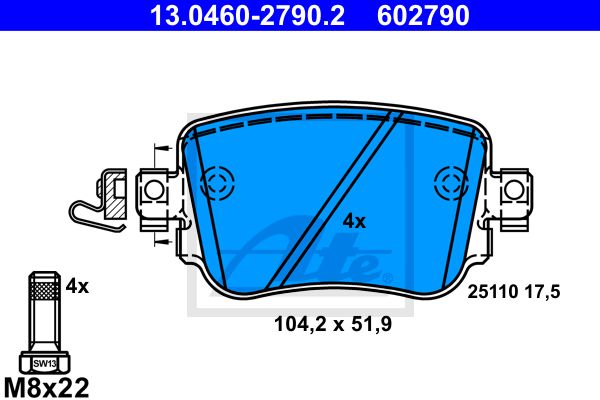 13.0460-2790.2_колодки дисковые задние! \ Audi A1, Seat Leon, Skoda Octavia 1.0-2.0i/TDi 12>