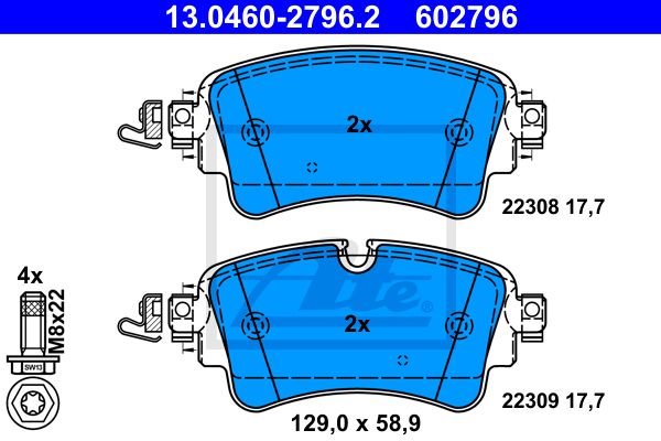 13.0460-2796.2_колодки дисковые задние!\ Audi A4/A5/Q7 (4M) 15>