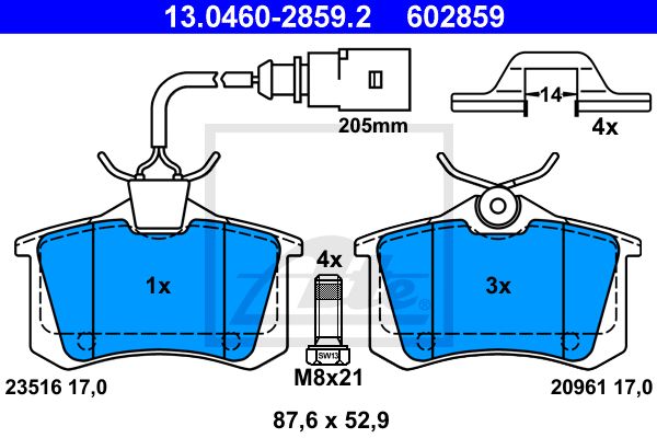 13.0460-2859.2_=263 51=274 051B-SX=FDB1481 !колодки дисковые з.\ VW Sharan 00>/Polo 1.4-1.9TDi 01-03