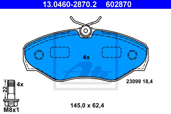 13.0460-2870.2_=834 10=223626 !колодки дисковые п.\ Renault Trafic CDi80/CDi101 01>/Espace 98>