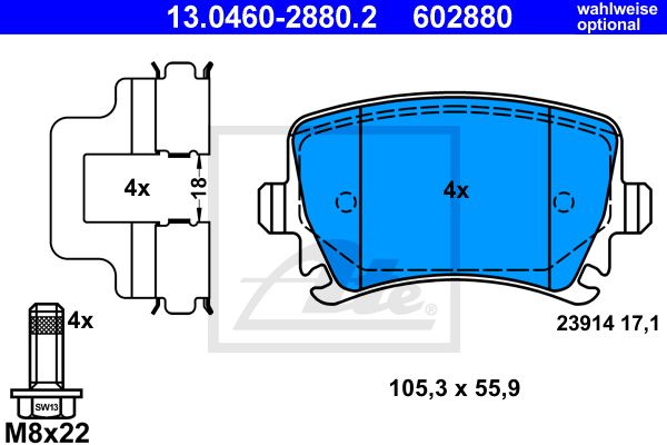 13.0460-2880.2_=GDB1622=1031 00 !колодки дисковые з.\ VW Golf/Passat 1.4/1.6/1.9TDi/2.0TDi 03>