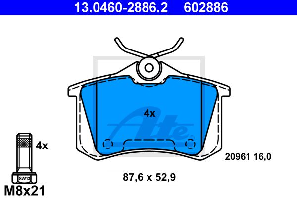 13.0460-2886.2_=GDB1330=TAR1083=263 05=229986 !колодки дисковые з.\ Audi A4/A6/Allroad all 97>