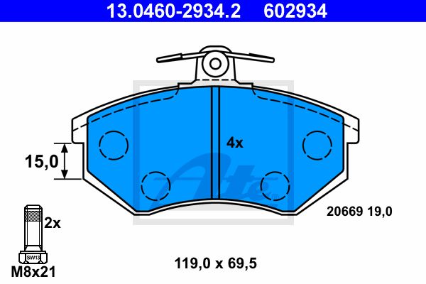 13.0460-2934.2_!колодки дисковые п.\ Audi 80 1.6-2.0/1.9D 86-91