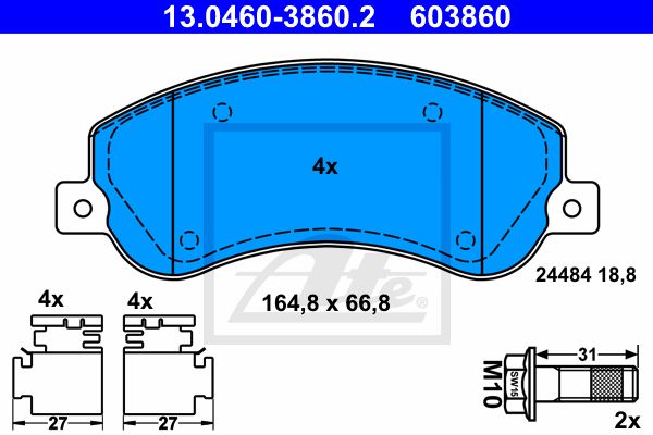 13.0460-3860.2_колодки дисковые передние!\ VW Amarok 2.0TDI/BiTDI 10>