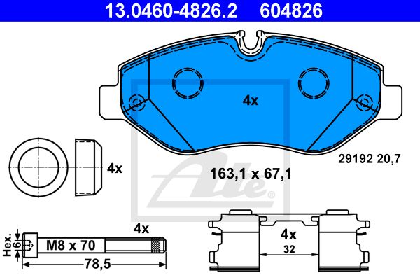 13.0460-4826.2_колодки дисковые п. !\ MB Sprinter 209CDi-324CDi, VW Crafter 30/35 2.5TDi 06>