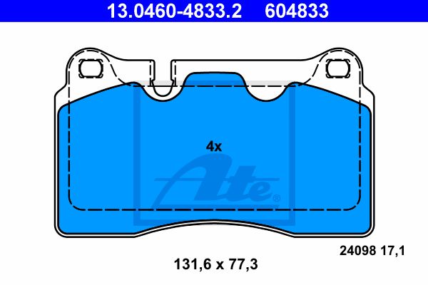 13.0460-4833.2_!колодки дисковые п.\ VW Touareg, Land Rover Range Rover 3.2-4.2i/3.0TDi V6 05>