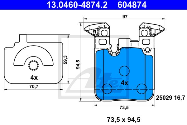 13.0460-4874.2_колодки дисковые задние!\ BMW F20/F21/F30/F31/F34 1.4-2.8/1.6D-2.4D 10>