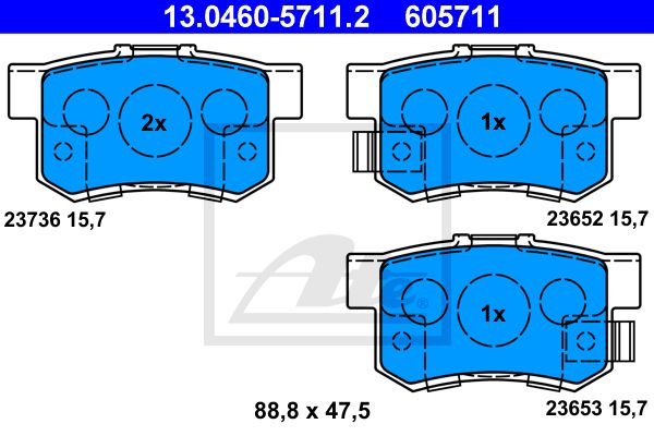 13.0460-5711.2_=D5056M-01=Y05-559WK !колодки дисковые з.\ Honda Shuttle/Odyssey 94>