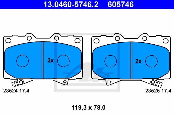 13.0460-5746.2_=FDB1456=224548 !колодки дисковые п.\ Toyota Land Cruiser 100 4.7i 32V/4.2TD 98>