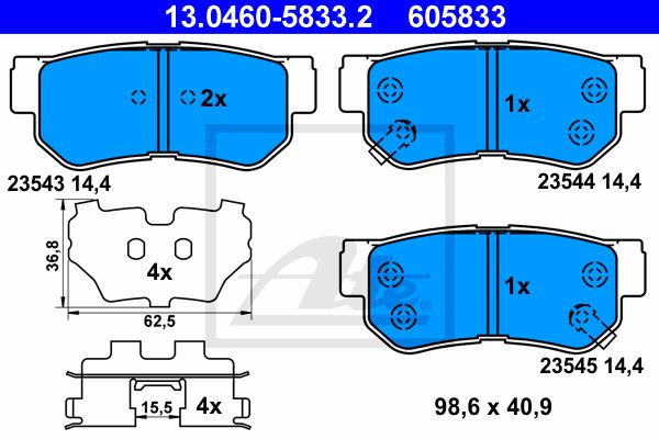 13.0460-5833.2_=746 12=223415 !колодки дисковые з.\ Hyundai Santa Fe 2.4i/2.7 V6/2.0CRDi 01>