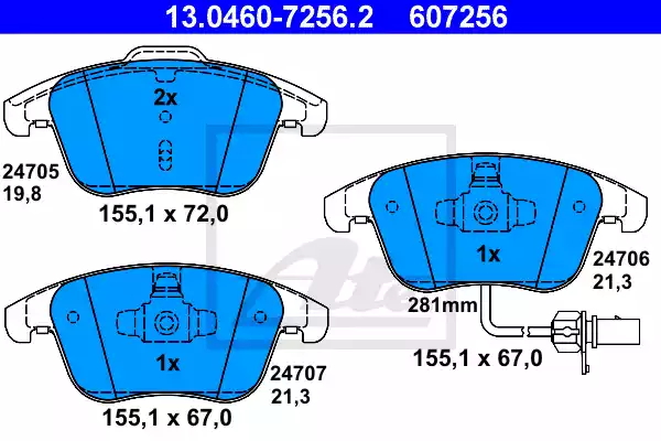 13.0460-7256.2_=1219 11 [8K0698151A] !колодки дисковые п.\ Audi A4/A5 1.8TFSi/2.0TDi/3.0TDi 07>