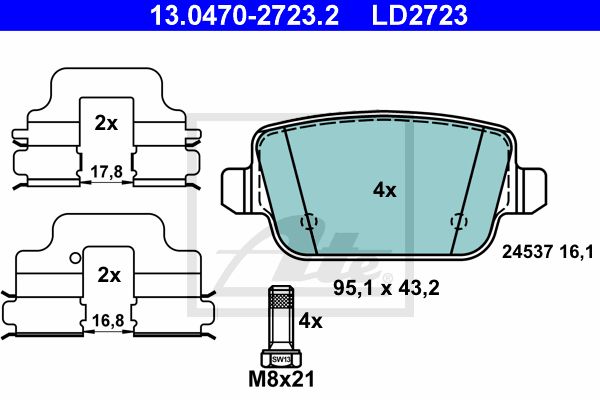 13.0470-2723.2_колодки дисковые задние! ceramic\ Ford Focus/Galaxy/S-Max 1.6-2.5/1.6TDCi-2.2TDCi 06>