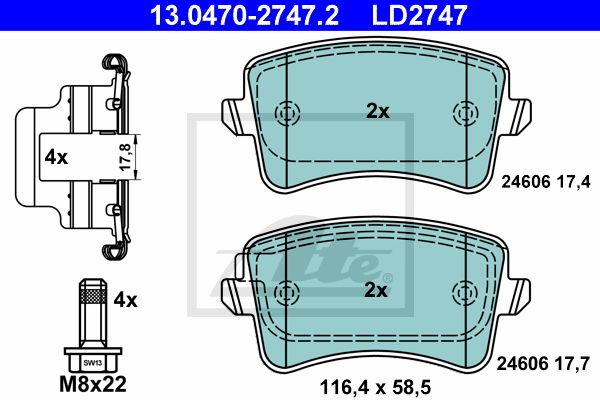 13.0470-2747.2_колодки дисковые задние! ceramic\ Audi A4/A5/Q5 1.8TFSi/2.0TFSi/3.2FSi/2.0-3.0TDi 07>