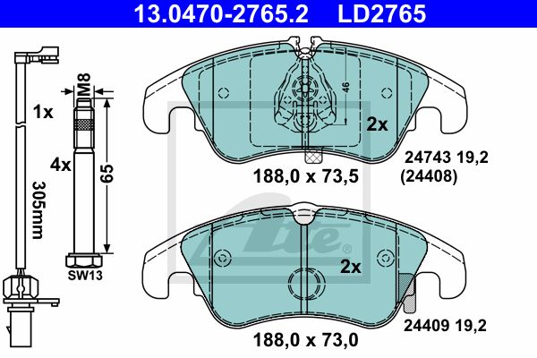 13.0470-2765.2_колодки дисковые передние!\ Audi A6/quattro/A7 Sportback 2.8FSI/2.0TDI/3.0TDI 10>