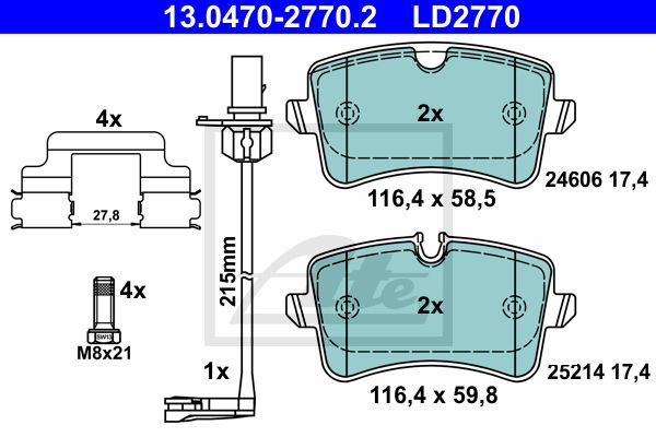 13.0470-2770.2_колодки дисковые задние!\ Audi A6/A7/A8 2.0TFSi-6.3/2.0TDi-4.2TDi 09>