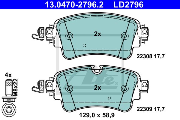 13.0470-2796.2_колодки дисковые задние! Сeramic\ Audi A4/A5/Q7 (4M) 15>