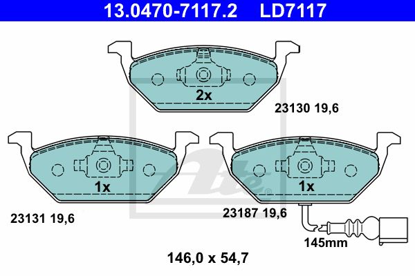 13.0470-7117.2_колодки дисковые передние! Ceramic\ VW Golf, Skoda Octavia 1.4-1.9SDi 96>