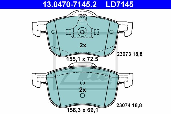 13.0470-7145.2_колодки дисковые передние! ceramic\Volvo S80 98>/V70/S60 00>/C70 00-02/XC70 2.5D5 02>