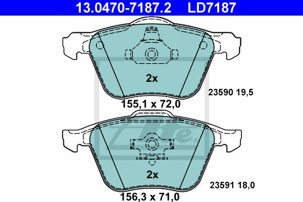 13.0470-7187.2_колодки дисковые передние!\ Volvo XC90 2.4 D5 02>