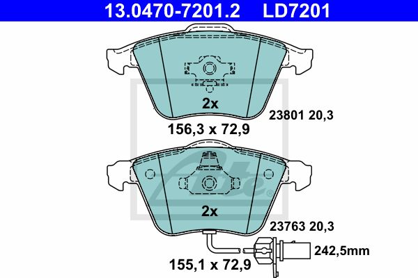 13.0470-7201.2_=964 12 !колодки дисковые п.\ Audi A8 3.0-4.0DT 02> disc 360x34