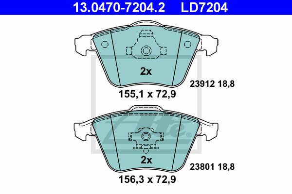 13.0470-7204.2_колодки дисковые передние! ceramic\ Volvo S40/V50 1.6-2.5/1.6D/2.0D 04>