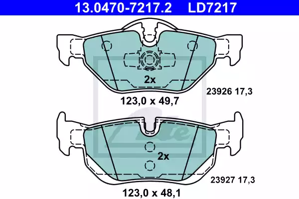 13.0470-7217.2_колодки дисковые задние! Ceramic\ BMW E87 2.0i/2.0D 04>