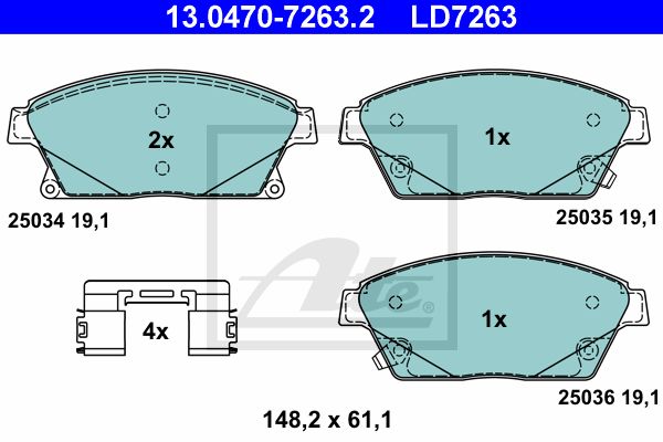 13.0470-7263.2_колодки дисковые п.! ceramic\ Opel Astra, Chevrolet Cruze 1.4-1.8/1.3CDTi-2.0CDTi 09>