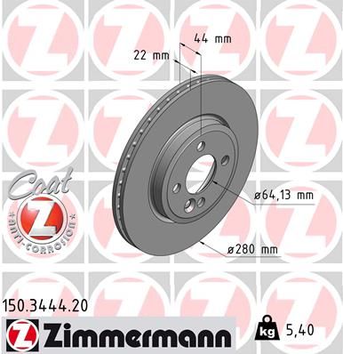 150.3444.20_диск тормозной !перед. 280x22/44-4x100 \ MINI Cooper/One 1.4-1.6i/1.6D 07>