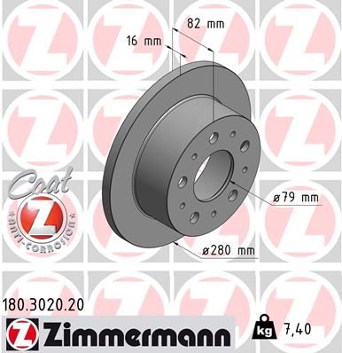 180.3020.20_диск тормозной !задн. 280x16/82-5x130 \ Peugeot Boxer, Citroen Jumper 2.2HDi/3.0HDi 06>