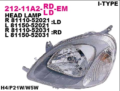 212-11A2L-LD-EM_фара левая! электр.\ Toyota Yaris/Vitz all 99-03