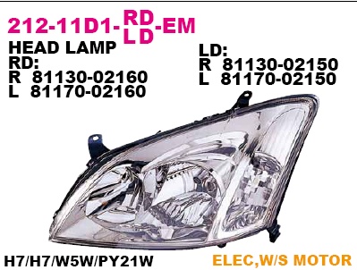 212-11D1L-LD-EM_фара левая! электр. 3 door/5 door\ Toyota Corolla Hatchback all 01-03