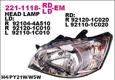 221-1118R-LD-EM_фара правая! электр.\ Hyundai Getz all models 02>