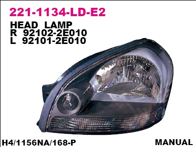 221-1134R-LD-E2_фара правая! черная\ Hyundai Tucson all models 04>