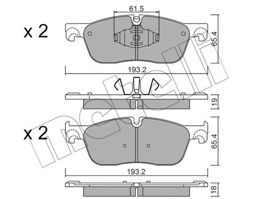 22-1123-0_колодки дисковые !перед. 193x66x18 \ Jaguar E-Pace 17>, Land Rover Discovery Sport 2.0-2