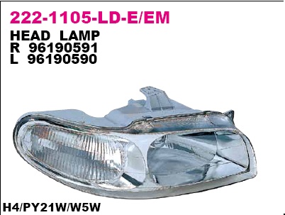 222-1105R-LD-EM_фара правая! электр.\ Daewoo Nubira 97>