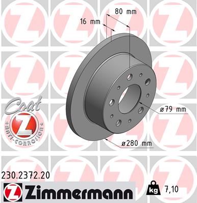 230.2372.20_диск тормозной !задн. 280x16/80-5x130 \ Peugeot Boxer, Citroen Jumper 2.2HDi/3.0HDi 06>