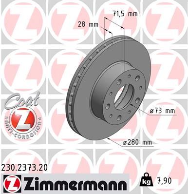 230.2373.20_диск тормозной !перед. 280x28/72-5x118 \ Fiat Ducato,Citroen Jumper 2.2D/HDi/2.3D/3.0HDi