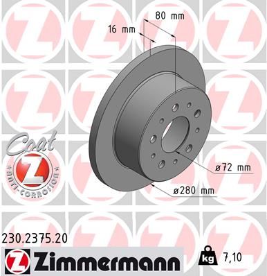 230.2375.20_диск тормозной !задн. 280x16/80-5x118 \ Fiat Ducato,Peugeot Boxer,Citroen Jumper 2.2D/HD