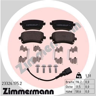 23326.175.2_колодки дисковые !задн. 116x59x18 \ VW T5/Caravelle 2.0i/3.2i/1.9TDi/2.5T 03>